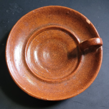 Primitive Ceramic Glazed Candle Holder Finger Ring Burnt Orange Tabletop... - $186.21 MXN