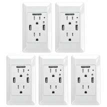5Pk 15Amp 110V Power Outlet Receptacle With Dual Usb Wall Charger Socket... - £67.89 GBP