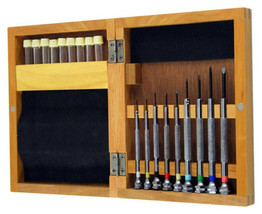 set of 9 screwdrivers set in Watchmakers Pro watch Screwdrivers Set in Wood Case - £22.10 GBP