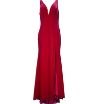 Jovani  Pink Velvet Nude Mesh V-Neck Long Evening Gown Dress Size 4 - $89.09