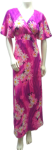 Vintage 70s Pink and Purple Mod Daisy Hawaiian Print Maxi Dress, Bell Sl... - £110.85 GBP