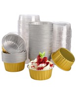 100-Pack Aluminum Foil Baking Cups With Lids, 5Oz Disposable Muffin Cupc... - £28.15 GBP