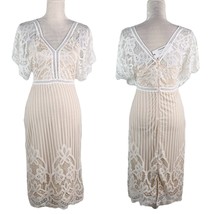 Boohoo Occasion Dress 6 White All Over Lace Bodycon Midi New - £22.53 GBP