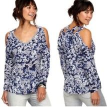Juicy Couture Silver Blue Cold-Shoulder Embellished Blouse Top - Small S - £35.62 GBP