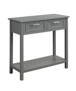 Narrow Console Table with Drawers and Open Storage Shelf-Gray - Color: Gray - £115.30 GBP