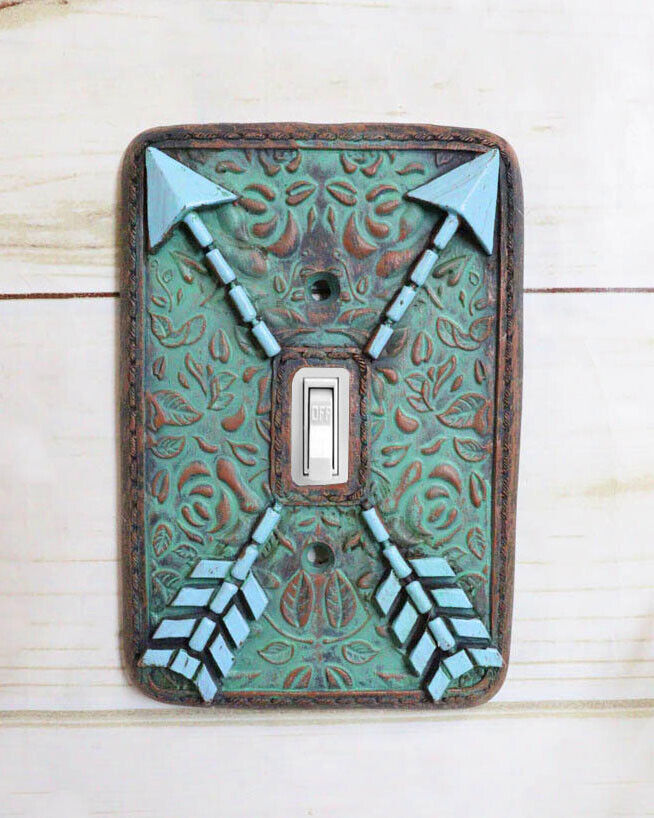 Indian Turquoise Crossed Arrows Friendship Wall Single Toggle Switch Pla... - $24.99