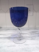 Cobalt Blue Stem Wine Glass, Clear Stemware, Braided Wine Glass, Blue Wine Glass - £9.46 GBP