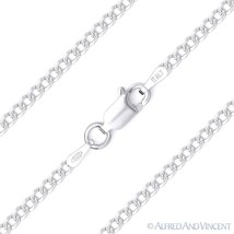 Cuban Curb Diamond-Cut Pave 2.2mm Link Italy .925 Sterling Silver Chain Necklace - £19.01 GBP+