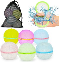 Reusable Water Balloons 6Pcs with Mesh Bag Self Sealing Silicone Ball Latex Free - £23.95 GBP