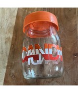 Vintage Halloween Candy Jar 1980s Carlton CANDY Glass 6 1/2in - $19.23 CAD