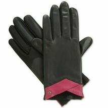 ISOTONER Black Wildberry Leather Stretch smarTouch Lined Womens Gloves M L - £24.10 GBP
