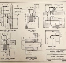McGill University Screw Fastenings 1965 Mechanical Drawing Print Enginee... - $557.00 MXN