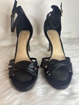 Vince Camuto Beresta Leather Platform Sandals, Black 8.5, Pre-Owned - £28.13 GBP