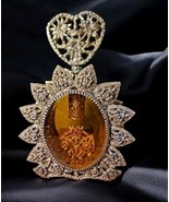 Antique Ormolu Perfume Bottle Beveled Amber Glass Filigree Scroll French... - $138.23 CAD