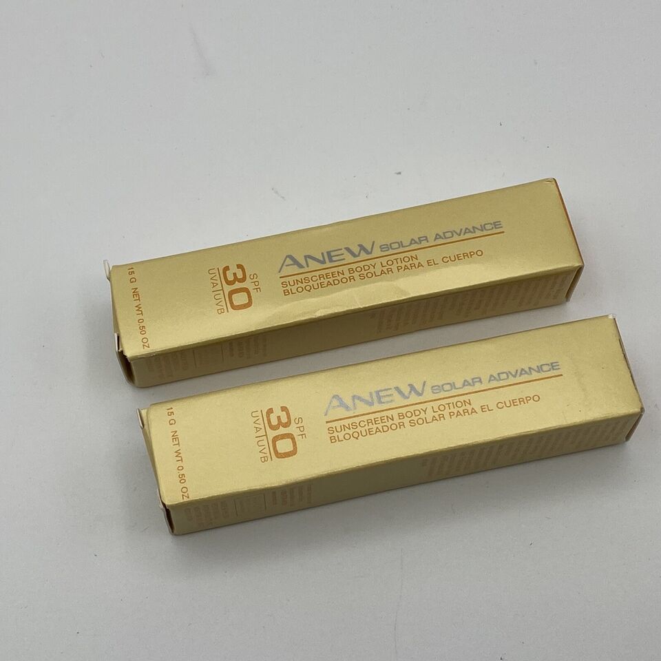 Avon Anew Solar Advance Sunscreen Body Lotion. SPF 30 UVA/UVB 0.50 oz 2X New - $12.98