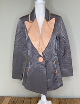 Song &amp; Sung Women’s Button Up Blazer Jacket Size S Grey Peach i1 - £24.47 GBP