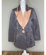 Song &amp; Sung Women’s Button Up Blazer Jacket Size S Grey Peach i1 - £24.47 GBP