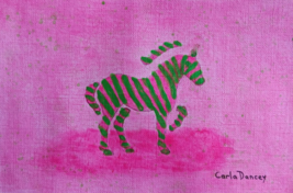 Original Painting Signed Zebra Horse Modernism Contemporary Collectible Art - $10.79