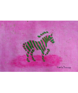Original Painting Signed Zebra Horse Modernism Contemporary Collectible Art - $200.73 MXN