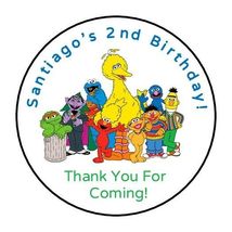 30 Sesame Street personalized birthday party stickers,labels,favors,tags,round - £9.53 GBP
