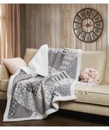 Gray White CHARMING GRAYS SHERPA QUILT THROW LODGE QUILTED BLANKET - €25,59 EUR