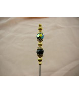 U-345 Black Rainbow Iridescent crystal brass bead hatpin Pin hat pins JE... - $10.39