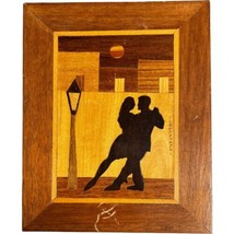 Marquetry Handmade Wooden Art Plaque Tango Dancers Argentina Porfirio-Ce... - $38.40 CAD