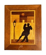 Marquetry Handmade Wooden Art Plaque Tango Dancers Argentina Porfirio-Ce... - $38.44 CAD