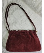 Vintage 1970&#39;s Susan Gail Handbag Burgundy Suede Shoulder Bag  - £35.94 GBP