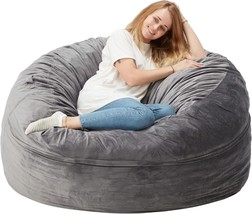 Homguava Bean Bag Chair: Large 5&#39; Bean Bags With Memory Foam Filled, Large, Grey - £130.13 GBP