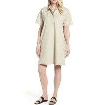 Eileen Fisher Classic Collar Dress Organic Cotton Poplin Pebble $218 Medium - £39.55 GBP