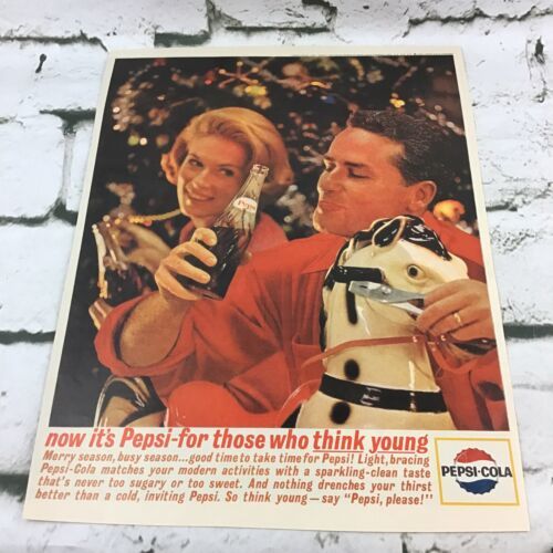 Vintage 1963 Pepsi-Cola Pepsi Please Advertising Art Christmas Soda Pop Print Ad - $9.89