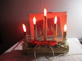 Vintage Christmas Yule Log &amp; Candles Union Products 5 Lights with Box Wo... - $39.59