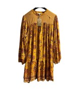 Farmers Market Dress Womens XL Yellow Flower Tiered Mini Hi Low Boho Hippie - $36.09 CAD