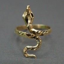 14K Yellow Gold Plated 925 Sterling Silver Diamond Cut Snake Ring Women Day Gift - £43.31 GBP