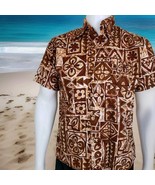 Vtg Barkcloth Tapa Print Shirt Mens L 60s Dagger Collar Hawaiian Tiki Br... - $1,571.52 MXN