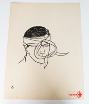 Vtg American National Red Cross Basic First Aid Drawing 2 Side Ephemera ... - £23.56 GBP