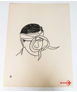 Vtg American National Red Cross Basic First Aid Drawing 2 Side Ephemera ... - £22.92 GBP