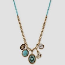 Lucky Brand Turquoise Beaded Butterfly Charm Antique Gold Tonenwt - £19.97 GBP