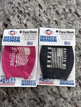 Lot of 2 Masks of Honor Face Covering Black Pink Flag Patriotic Cotton F... - $7.76
