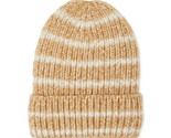 Time And Tru Women&#39;s Striped Knit Beanie Hat Brown Acorn New - £11.66 GBP