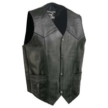 Men&#39;s Motorcycle Vest Black Leather Riding Club Vest EL5310 - $718.52 MXN+