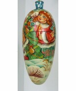 Exclusive Russian Christmas Ornament Hand Painted Teardrop Shape Girl Wi... - $98.51 CAD