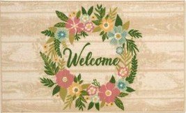 Kitchen Accent Rug (Nonskid Back) (17&quot; X 28&quot;) Welcome In Flowers&#39; Wreath, Nr - £15.12 GBP