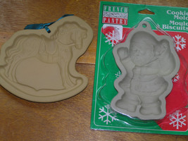 Lot of 2 French Pantry Santa Claus &amp; Brown Bag Cookie Art ROCKING HORSE Mold - £11.00 GBP