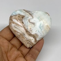 112.3g, 2.3&quot;x2.6&quot;x0.8&quot; Caribbean Calcite Heart Gemstones @Afghanistan,B3... - £22.28 GBP