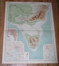 1922 Original Map Of Victoria Melbourne Canberra / Tasmania Hobart / Australia - £19.76 GBP