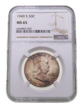 1949-S 50C Franklin Half Dollar Graded by NGC as MS-65, Nice Toning! - €111,39 EUR
