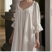 White cotton Plus size vintage Victorian nightgown, Edwardian Nightgown,... - £115.01 GBP