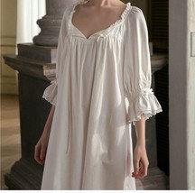 White cotton Plus size vintage Victorian nightgown, Edwardian Nightgown,... - £47.81 GBP